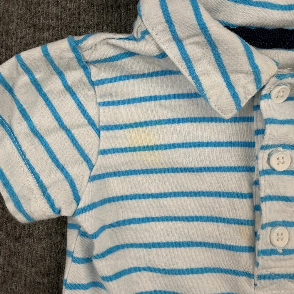 Carters Cat & Jack Baby Boys 4pc‎ Lot Bodysuits Tee 9-12M Blue White Striped